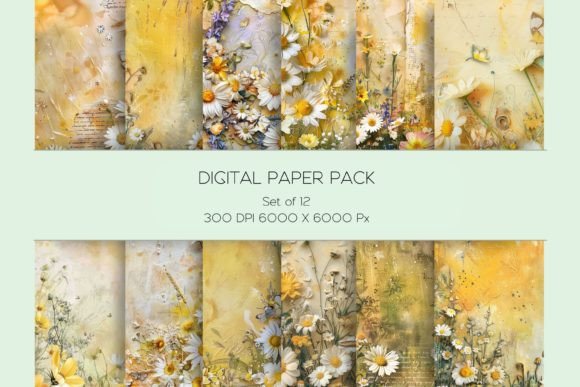 Download Yellow Floral Mixed Media Paper Set - Yellow floral Collection