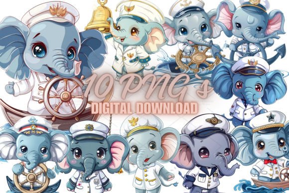 Download Cute Elephant Captain Clipart, PNG 6S-15 - Cute elephant Collection