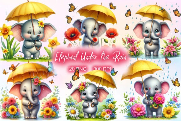 Download Cute Elephant Under the Rain Clipart - Cute elephant Collection