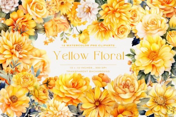 Download Yellow Floral Flowers Watercolor Clipart - Premium Resources
