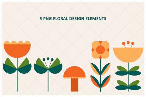 Download 5 Png Colorful Floral Design Elements - Element Collection